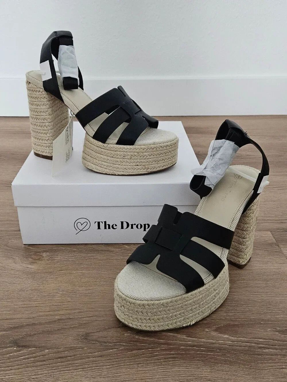 The Drop Bea Black Espadrille Platform Sandals Size 8